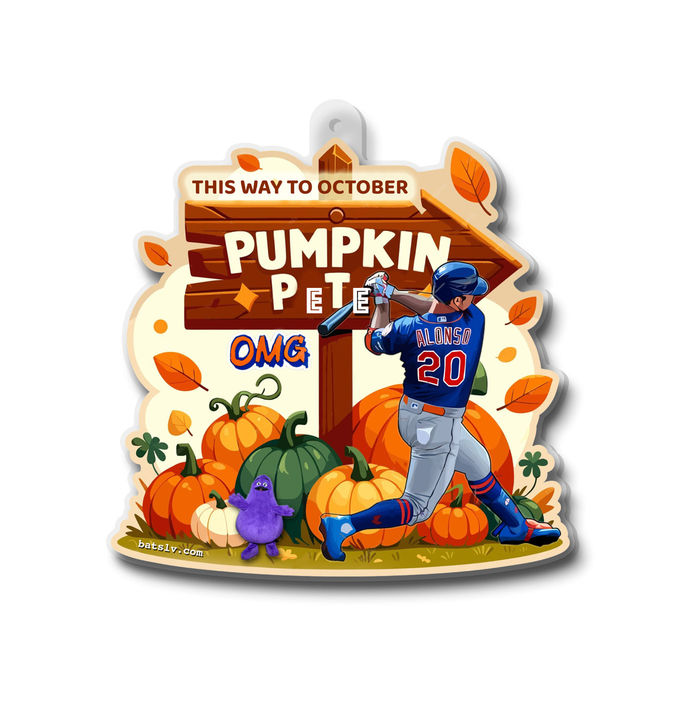 Mets OMG Magnet Pete Alonso 'Pumpkin Pete' Acrylic Exclusive Limited Edition 3"x3"